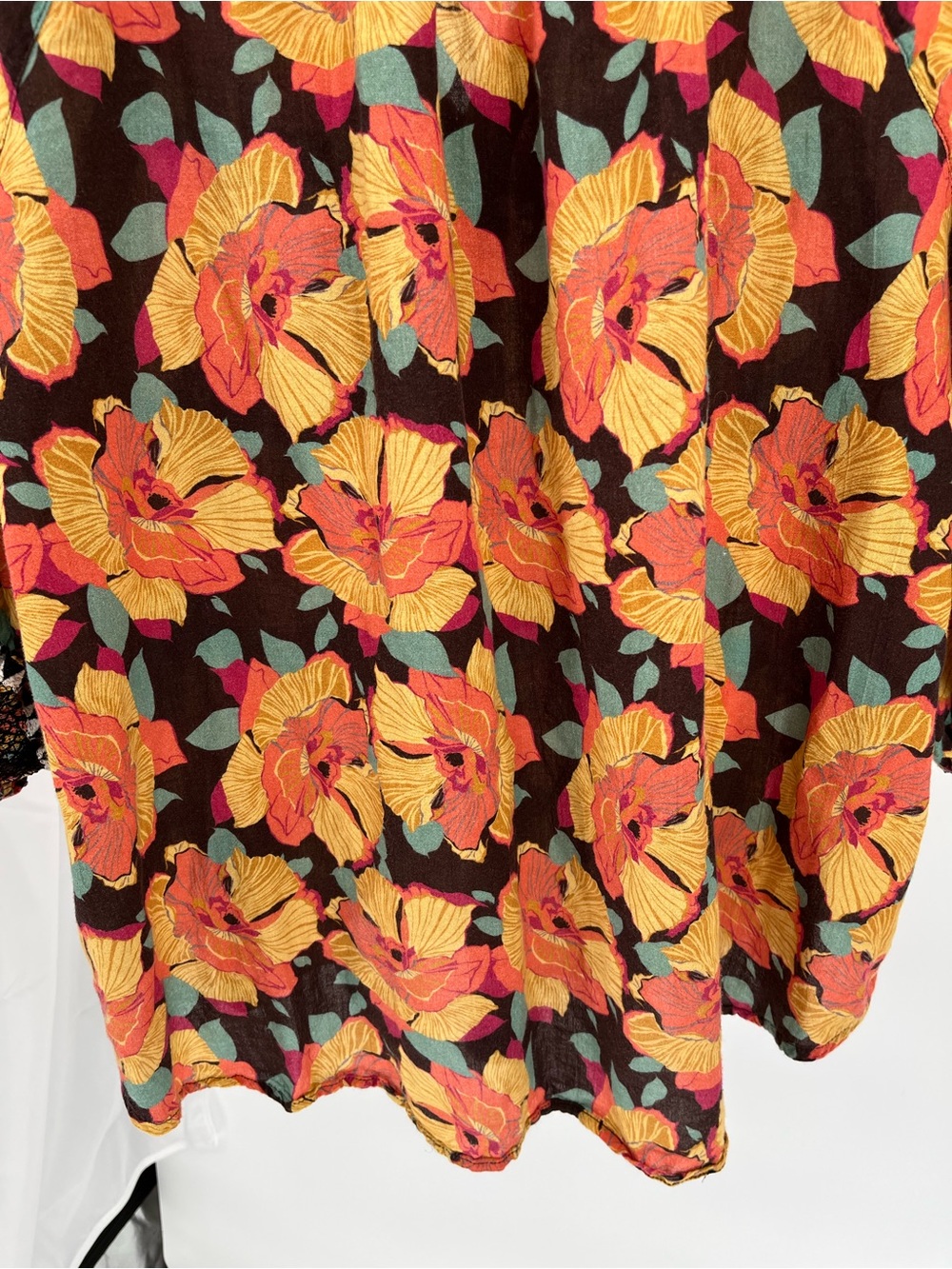 Sundance XL 100% Cotton Floral Peasant Blouse Boho Embroidered V-Neck Fall Top - Picture 9 of 10